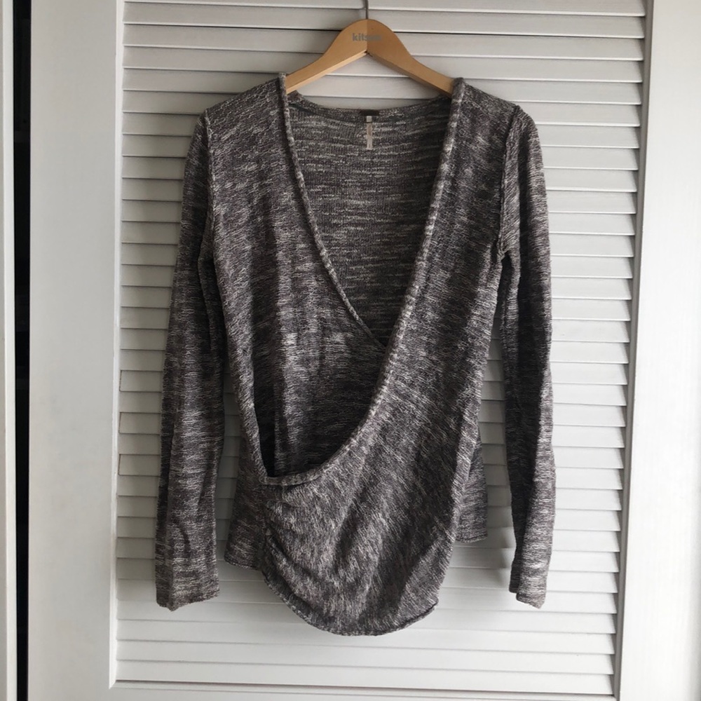 Free People Cotten/Linen Cross Front Sweater S